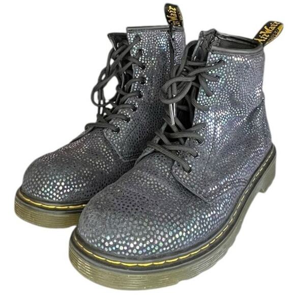 Unisex Dr. Martens Pascal 1460 Lace-Up Metallic Suede Combat Boot SZ M4/W5 Black - Picture 2 of 7